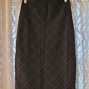 Express High Waist Pencil Skirt size 0 Blue with Red Plaid design